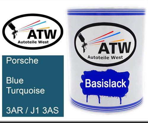 Porsche, Blue Turquoise, 3AR / J1 3AS: 1L Lackdose, von ATW Autoteile West.
